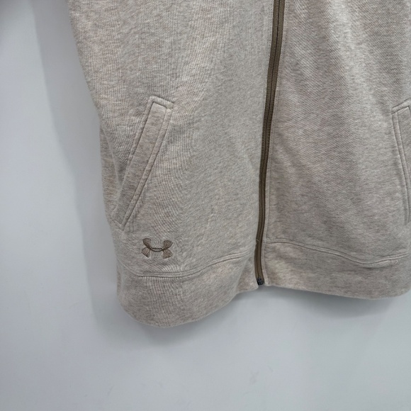 Under Armour Sweater Women Large Neutral Beige Full Zip Long Sleeve French Terry - Picture 4 of 13